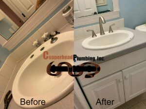 copperhead plumbing inc - bathroom sink refinishing